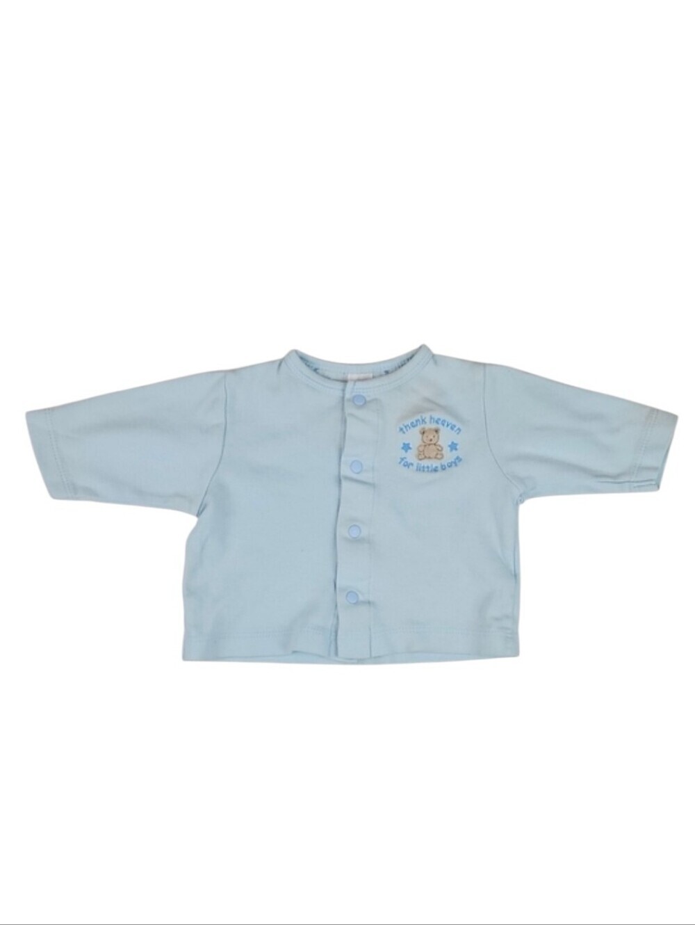 Vintage Carter's NB Newborn Baby Long Sleeve Shirt Boys Blue 100% Cotton